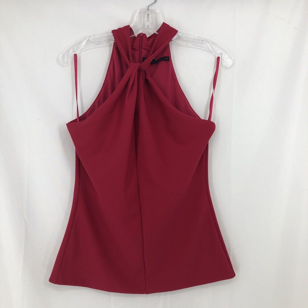 White House Black Market Red Twist Neck Halter Top SP